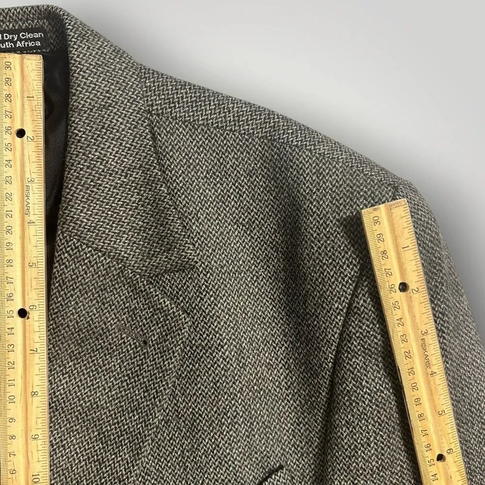 CROFT BARROW Mens Blazer Sport Coat Two Button Jacket 44R Gray 100% Lamb'sWOOL
